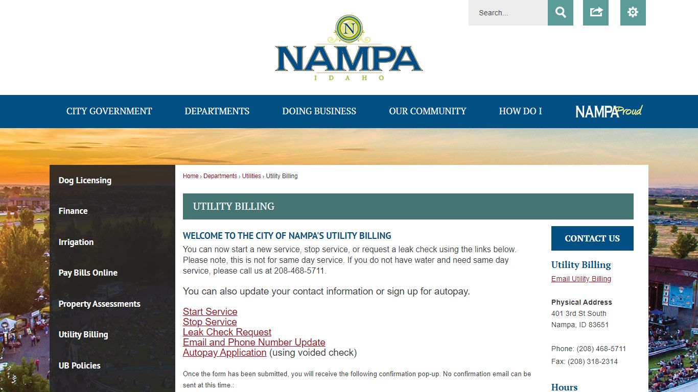 Utility Billing | Nampa, ID - Official Website - City of Nampa