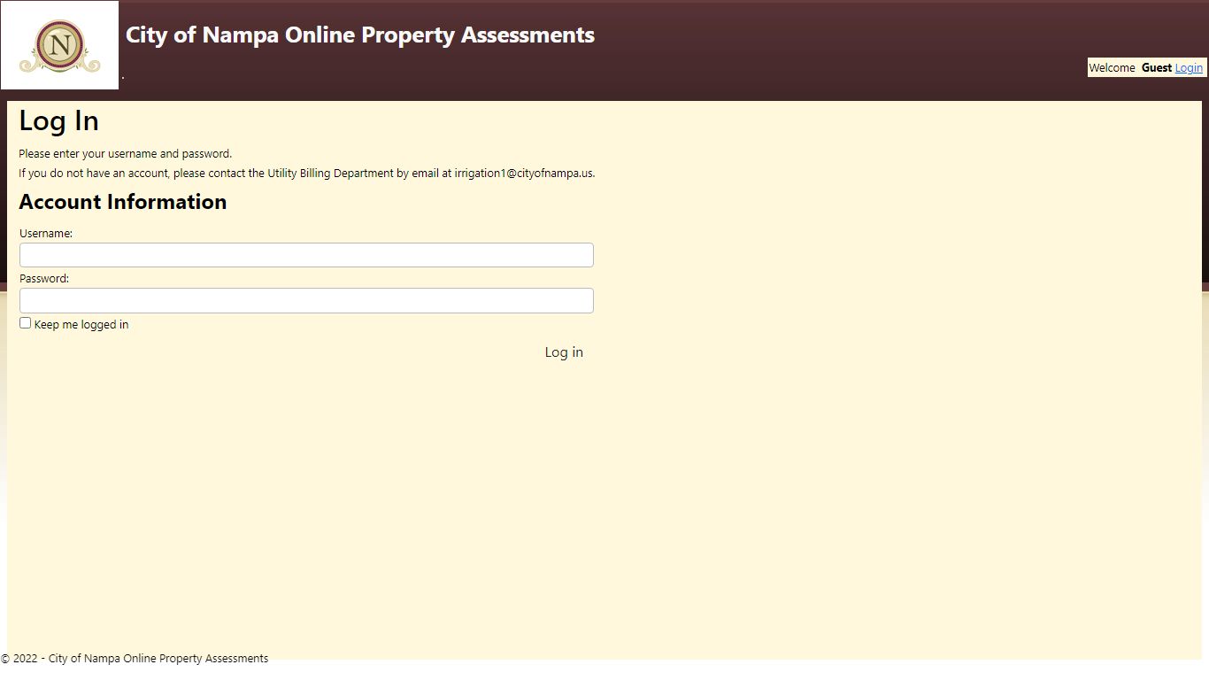 LogIn - Online Property Assessments - City of Nampa