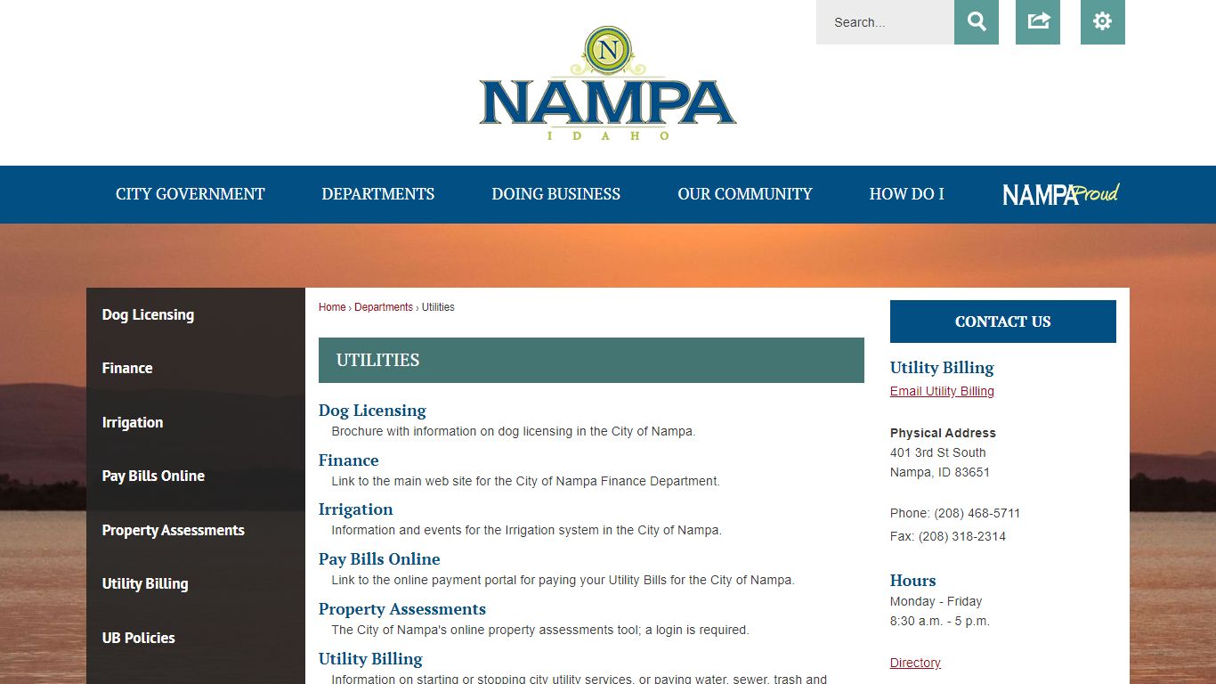 Utilities | Nampa, ID - Official Website - City of Nampa